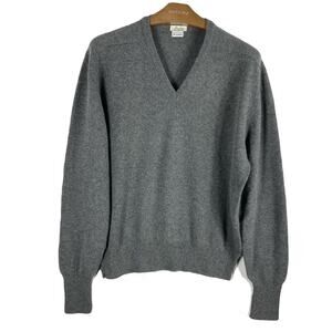 nwot JOHN LAING Sweater Men 52/L~XL Cashmere Scotland Grey V-Neck Long-Sleeve